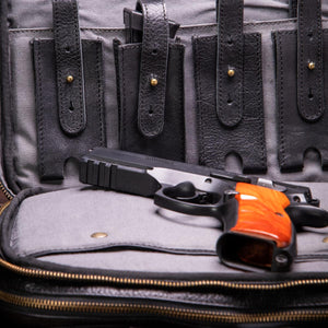 Pearl Outdoors | Leather Gun Range Bag With Magazine Pouches